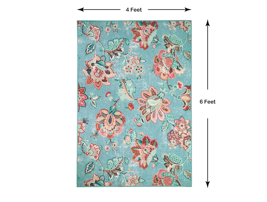 Anti Skid Light Blue Wonder Full Carpet By Welspun