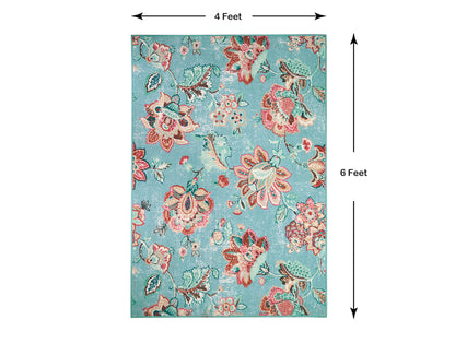 Anti Skid Light Blue Wonder Full Carpet By Welspun