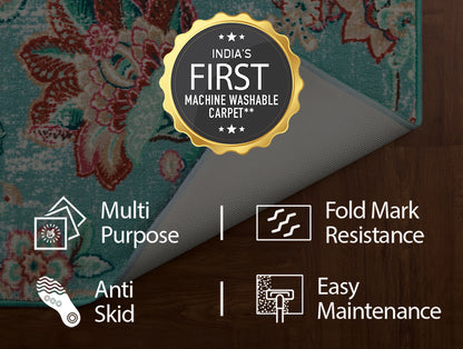 Anti Skid Light Blue Wonder Full Carpet By Welspun