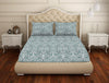 Ornate Teal/Grey Cotton Rich King Size Bedsheet - 2-In-1 By Welspun