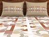 Geometric Pecan Brown - Light Brown 100% Cotton Double Bedsheet - Color Block By Spaces