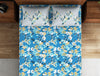 Floral Azure Blue - Blue 100% Cotton Double Bedsheet - Boho Florals By Spaces