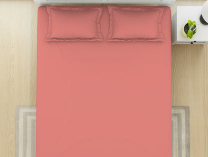 Solid Coral - Coral 100% Cotton King Size Bedsheet - Everyday Essentials By Spaces