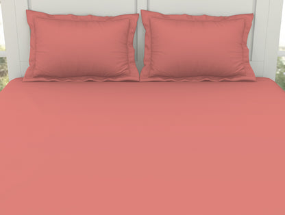 Solid Coral - Coral 100% Cotton King Size Bedsheet - Everyday Essentials By Spaces