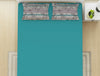 Solid Teal/Brintwhte - Teal 100% Cotton King Size Bedsheet - Gypsy By Spaces