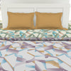 Geometric Blanc De Blanc - White 100% Cotton Shell Double Quilt / AC Comforter - Geospace By Spaces