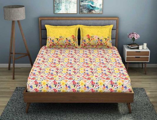 Buttercup Polycotton Double Bedsheet - Jubilance By Welspun