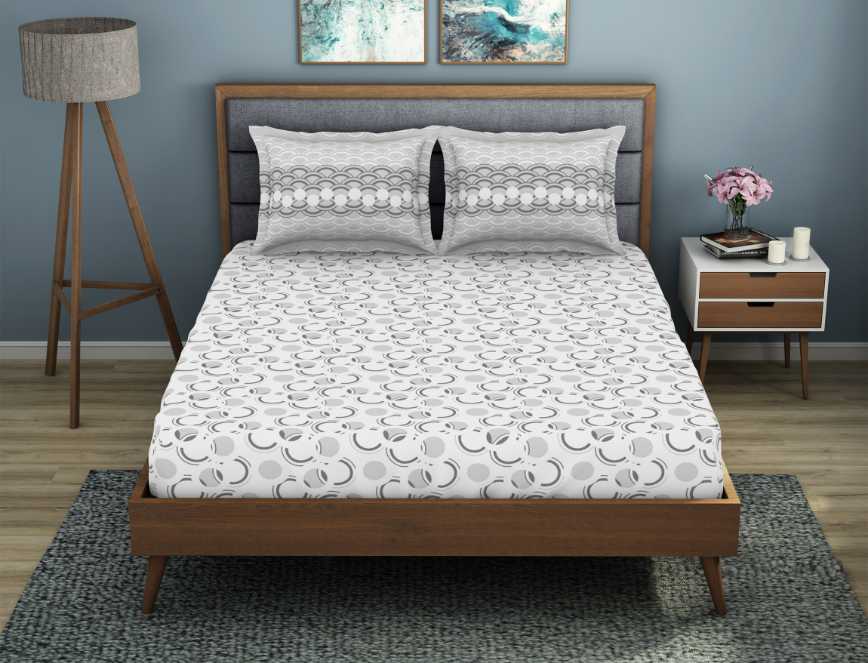 Nimbus Cloud Polycotton Double Bedsheet - Jubilance By Welspun