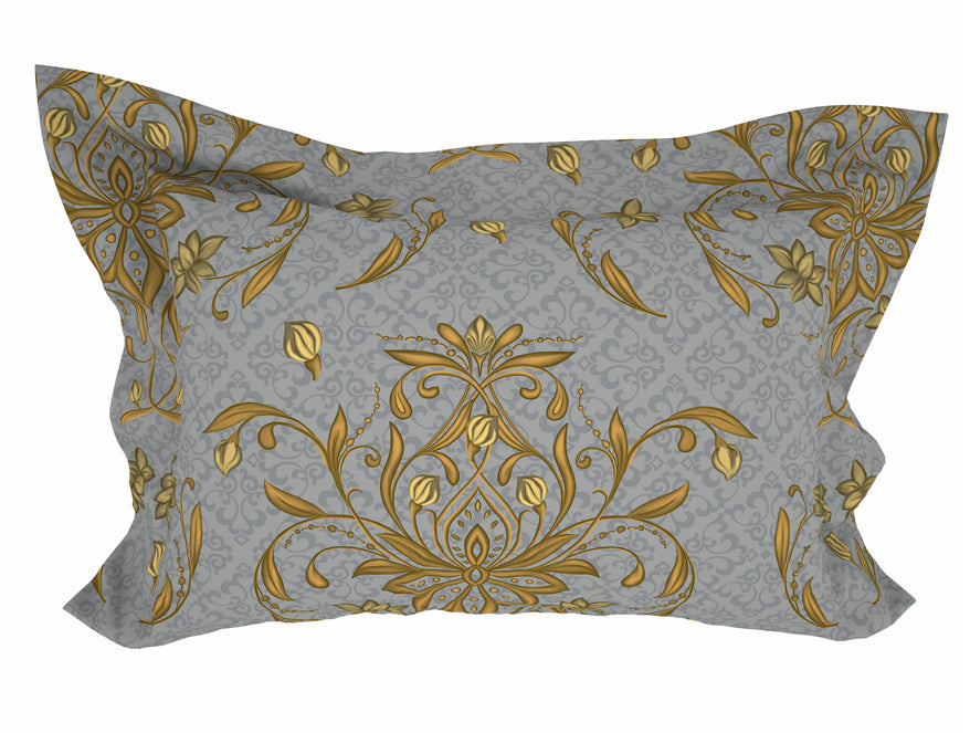 Floral Glacier Grey - Grey Microfiber Double Bedsheet - Adore By Welspun