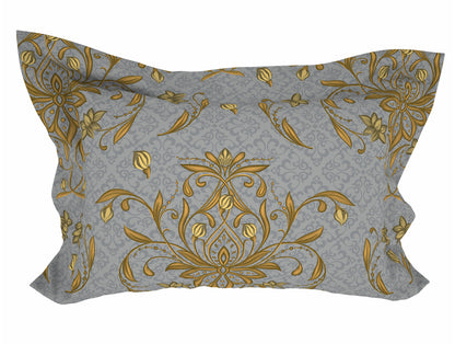 Floral Glacier Grey - Grey Microfiber Double Bedsheet - Adore By Welspun