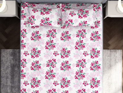 Floral Lucent White - White Microfiber Double Bedsheet - Adore By Welspun
