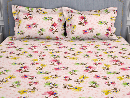 Floral Pearl - Beige Microfiber Double Bedsheet - Adore By Welspun