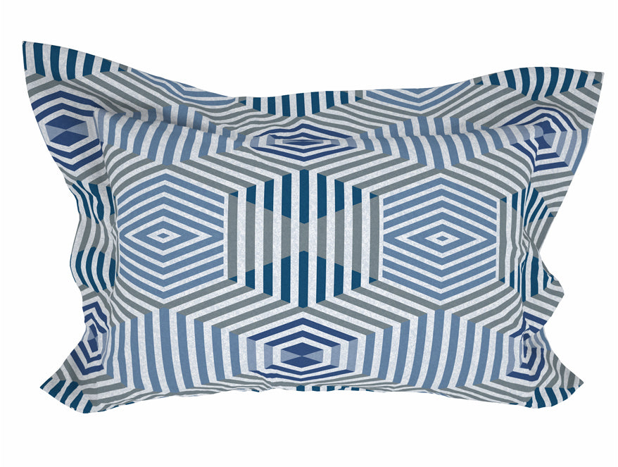 Geometric High Tide - Dark Blue Microfiber Double Bedsheet - Adore By Welspun