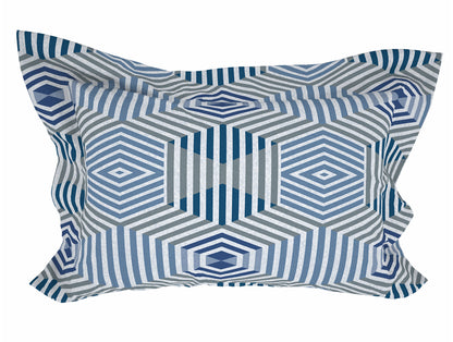 Geometric High Tide - Dark Blue Microfiber Double Bedsheet - Adore By Welspun