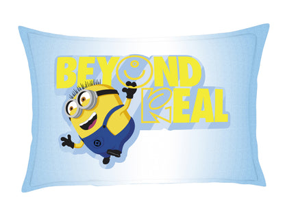 Character Ice Blue - Light Blue 100% Cotton Single Bedsheet - Virtual Nature Minions By Spaces