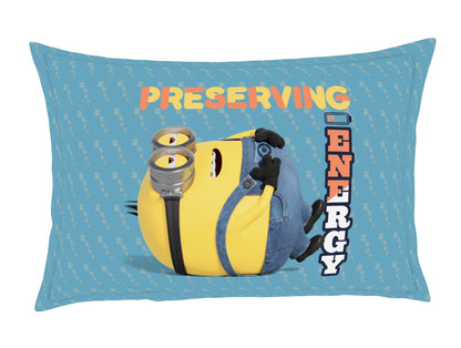 Character Ice Blue - Light Blue 100% Cotton Single Bedsheet - Universal Lazy Days Minions By Spaces