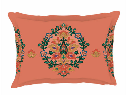 Floral Shrimp - Dark Blush 100% Cotton Double Bedsheet - Aurum By Spaces