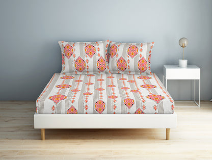 Floral Cloud Dancer - White 100% Cotton Double Bedsheet - Aurum By Spaces