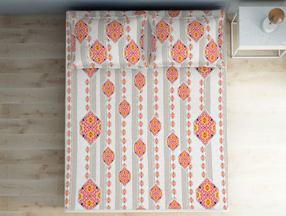 Floral Cloud Dancer - White 100% Cotton Double Bedsheet - Aurum By Spaces
