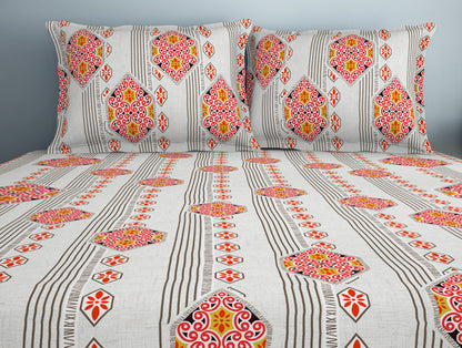 Floral Cloud Dancer - White 100% Cotton Double Bedsheet - Aurum By Spaces