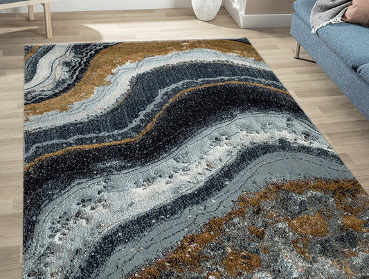 Plush Feel Blue Polyester Runner - Geode By Spaces