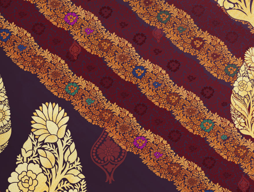 Floral Dark Red Fleece Blanket - Benarsi - Rangana By Spaces