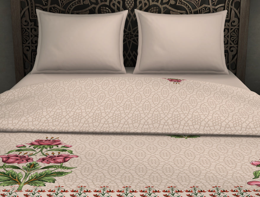 Floral Gardenia - Cream Fleece Blanket - Gulrana - Rangana By Spaces