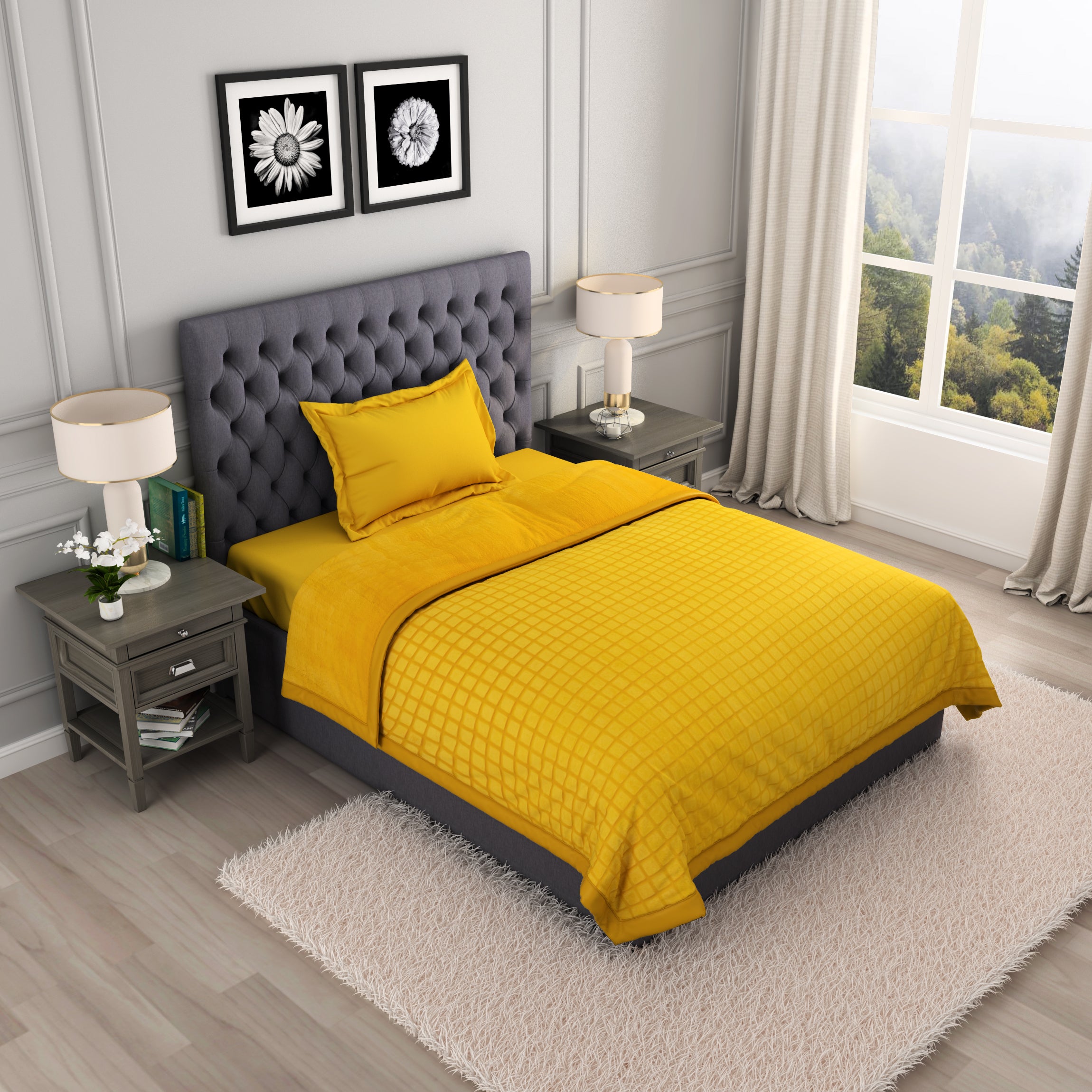 Geometric Calendula Yellow Fleece Blanket Haven By Spaces