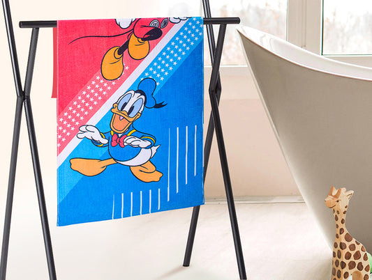 Red 100% Cotton Bath Towel - Disney Mickey/Donald Duck By Spaces