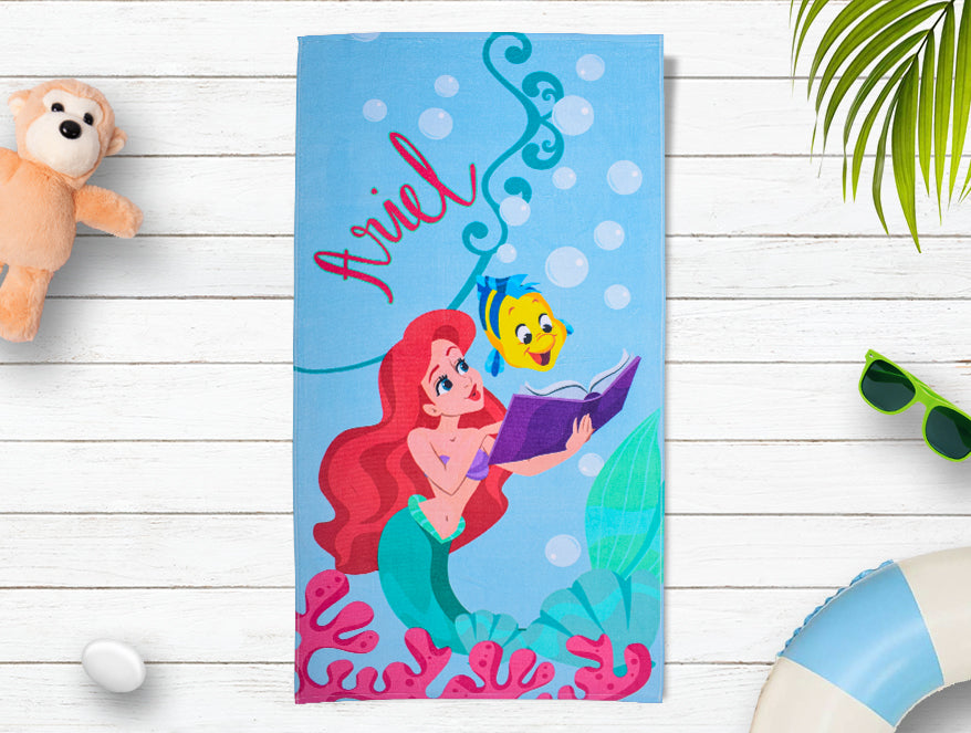 Spun Sugar - Light Blue 100% Cotton Bath Towel - Disney Ariel By Spaces