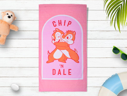 Marys Rose - Pink 100% Cotton Bath Towel - Disney Chip N Dale By Spaces