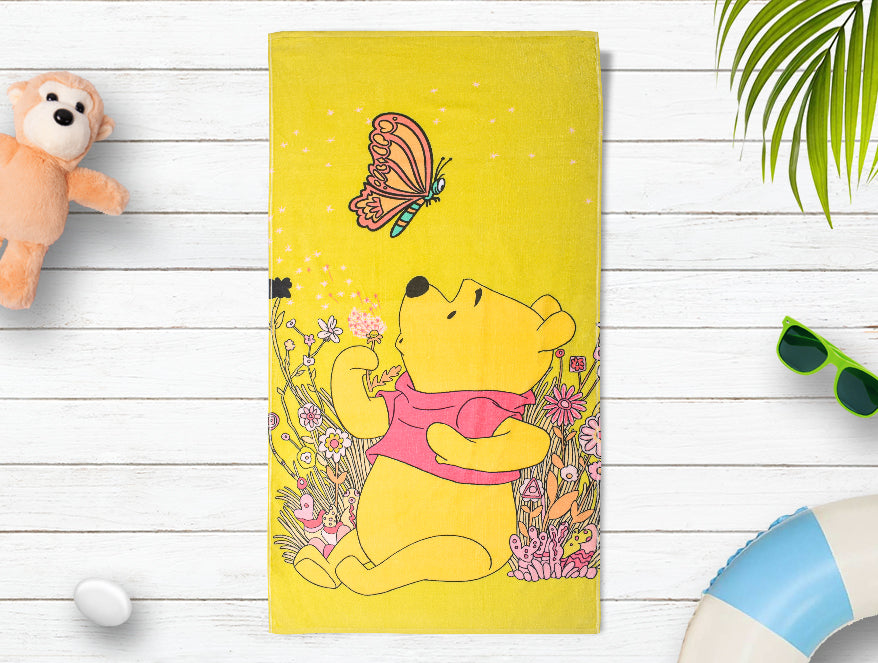 Canary Yellow - Light Yellow 100% Cotton Bath Towel - Disney Pooh By Spaces