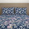 Floral Lichen Blue - Blue Microfiber King Size Bedsheet - Bliss By Welspun