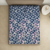 Floral Lichen Blue - Blue Microfiber King Size Bedsheet - Bliss By Welspun