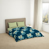 Floral Dark Blue Microfiber Shell Double Quilt / AC Comforter - Bliss By Welspun