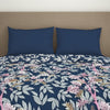 Floral Lichen Blue - Blue Microfiber Shell Double Quilt / AC Comforter - Bliss By Welspun