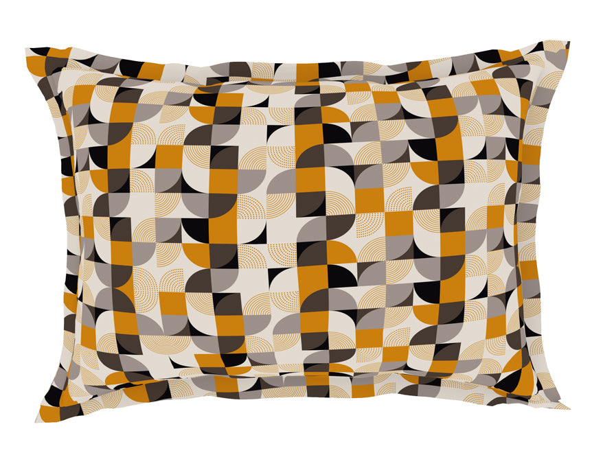 Geometric Sugar Swizzle - Cream Microfiber Double Bedsheet - Dazzle By Welspun