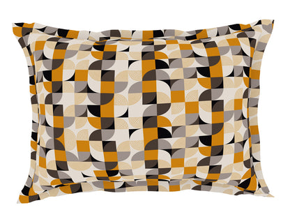 Geometric Sugar Swizzle - Cream Microfiber Double Bedsheet - Dazzle By Welspun