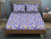 Floral Blue Iris - Violet Polycotton King Size Bedsheet - Wonder Full By Welspun