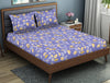 Floral Blue Iris - Violet Polycotton King Size Bedsheet - Wonder Full By Welspun