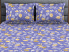 Floral Blue Iris - Violet Polycotton King Size Bedsheet - Wonder Full By Welspun