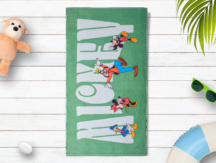 Green 100% Cotton Bath Towel -Disney Mickey By Spaces