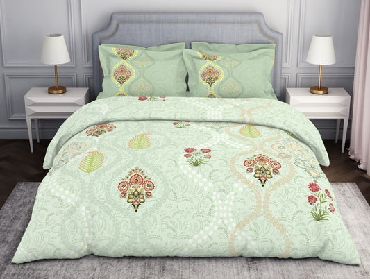 Light Green Essentials Premium 100% Cotton King Size Bedsheet - Gulbahar by Spaces