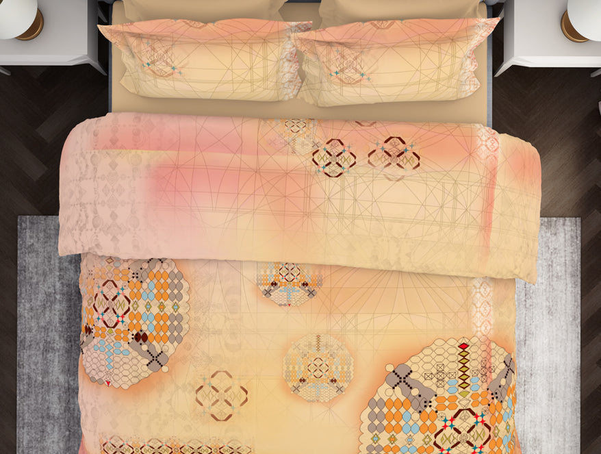 Beige Essentials Premium 100% Cotton King Size Bedsheet - Pattern Art by Spaces