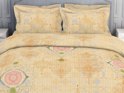Beige Essentials Premium 100% Cotton King Size Bedsheet - Pattern Art by Spaces