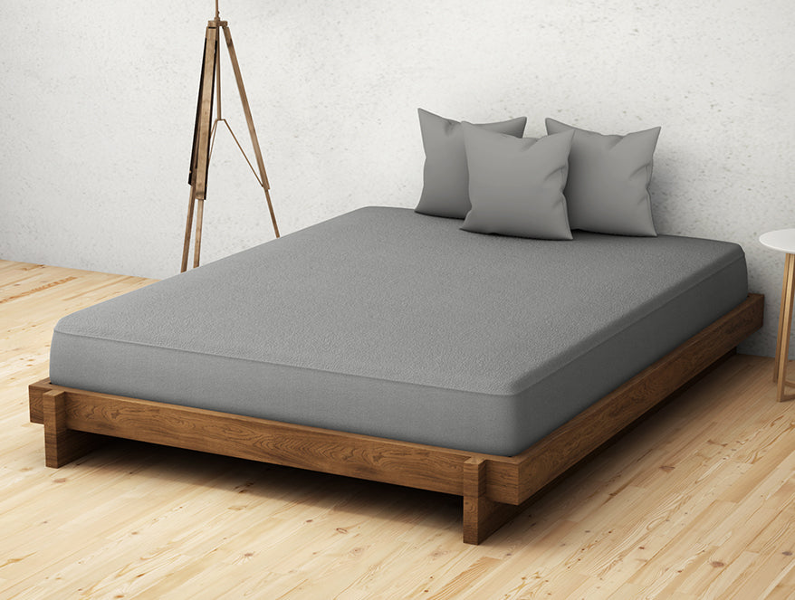 Grey Polyester Mattress Prot Single - Welprotect By Welspun