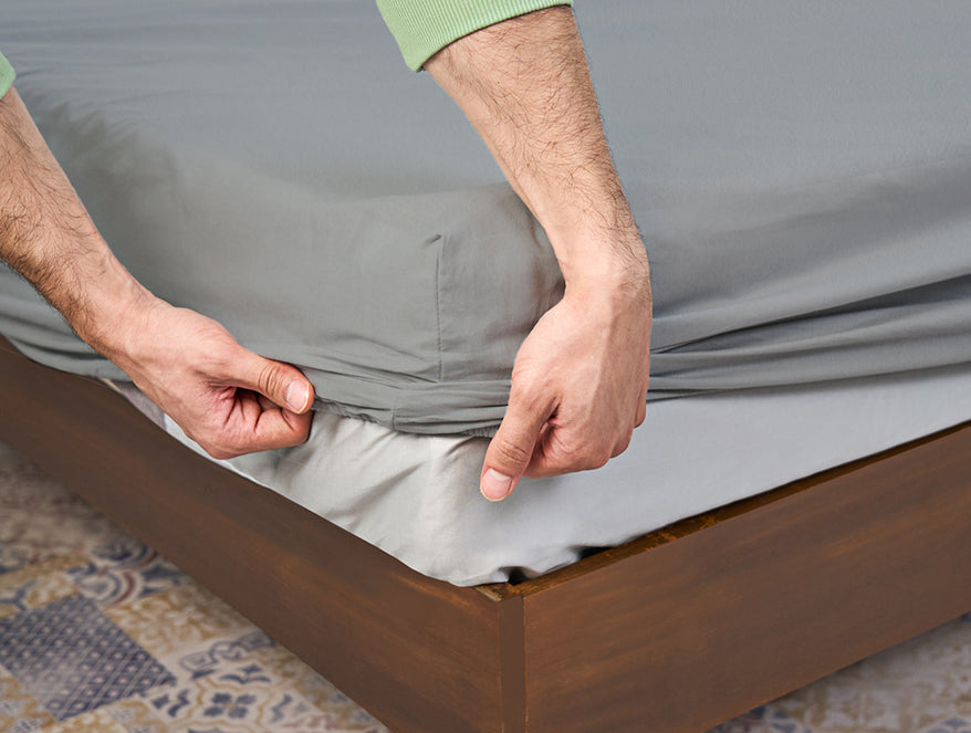 Grey Polyester Mattress Prot Single - Welprotect By Welspun