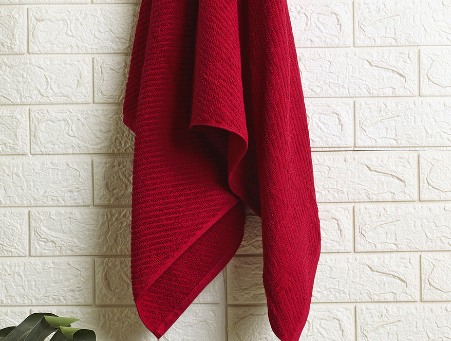 Stripe Dark Red 100% Cotton Bath Towel - Relish By Spaces