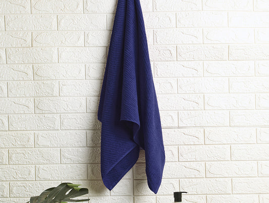 Stripe Dark Blue 100% Cotton Bath Towel - Relish By Spaces