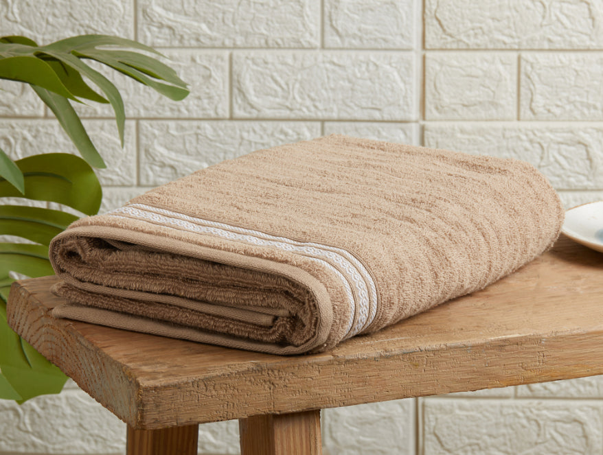 Solid Light Brown 100% Cotton Bath Towel-Mellow By Spaces